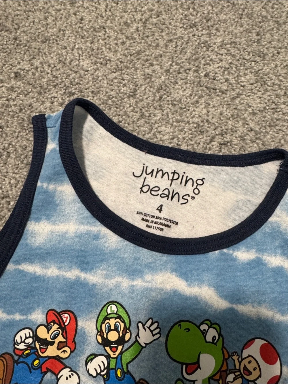 jumping beans Blue & White Tie-Dye Super Mario Tank Top